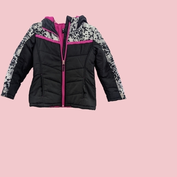 Rothschild Black w/Pink ski jacket Small (7-8) EUC So Cute! - Picture 2 of 6